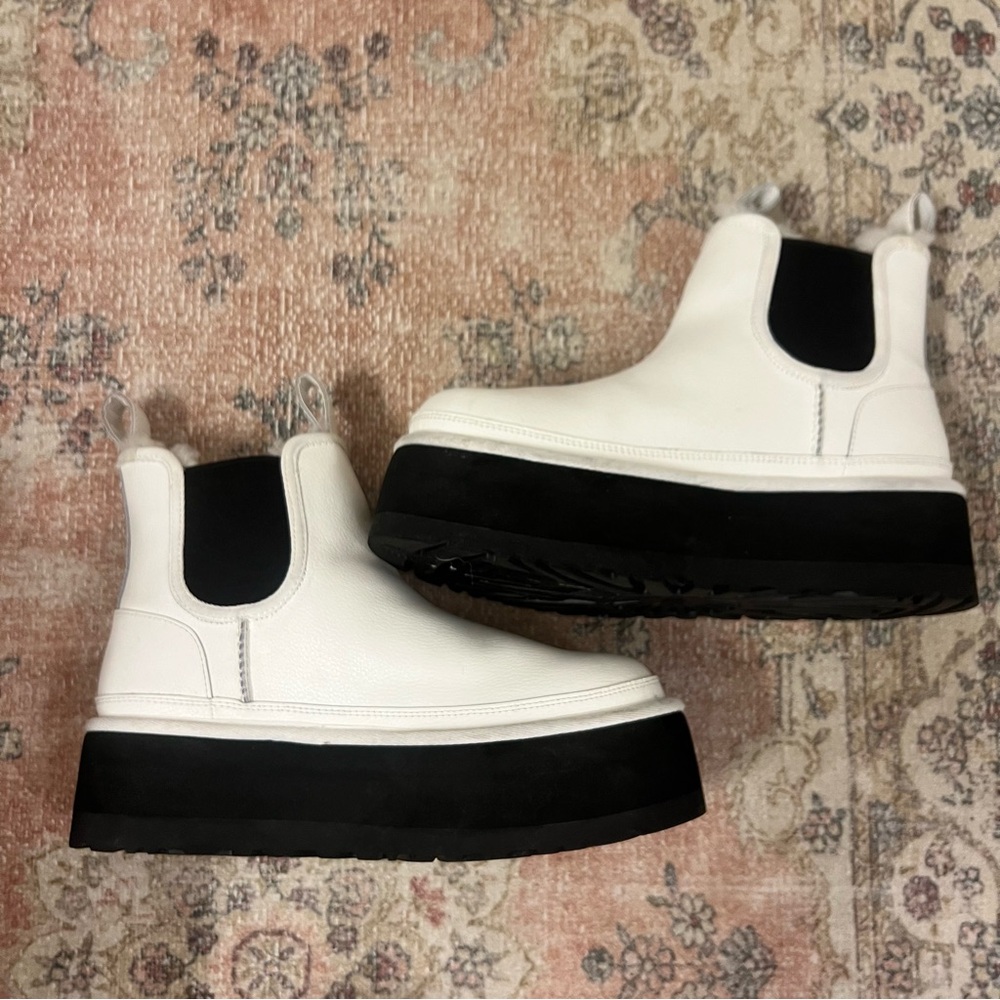 UGG White and Black Ankle Boots